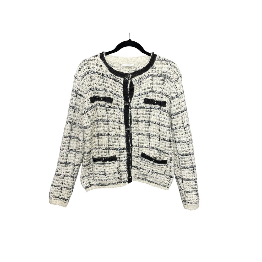 NWT Sioni Knit Tweed Button Up Cardigan Sweater Size Medium Preppy Old Money